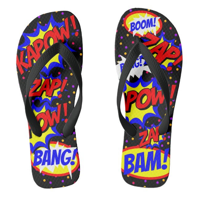 Comic Book Custom Speech Bubbles Colorful Dots Flip Flops (Footbed)