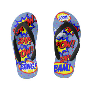 Comic Book Custom Speech Bubbles Colourful Dots Kid's Flip Flops