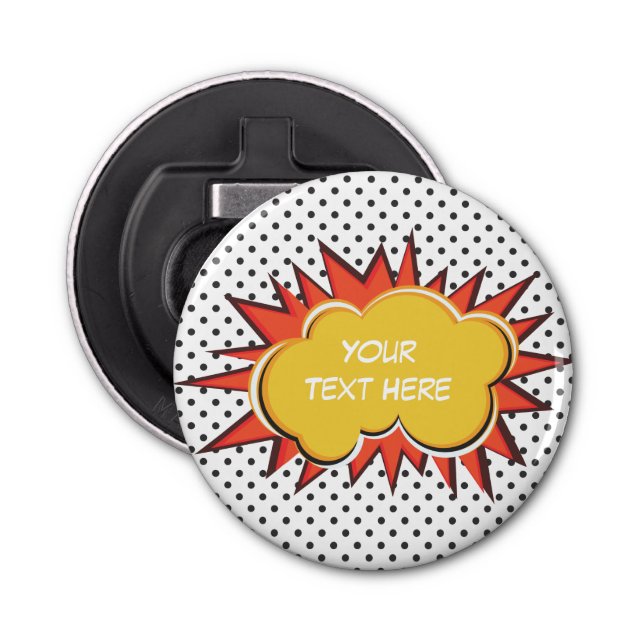 Comic Book Explosion Custom Text Bubble Bottle Opener (Front)