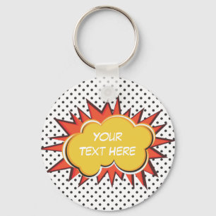 Comic Book Explosion Custom Text Bubble Key Ring