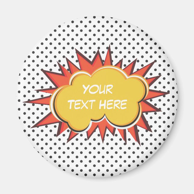 Comic Book Explosion Custom Text Bubble Magnet (Front)