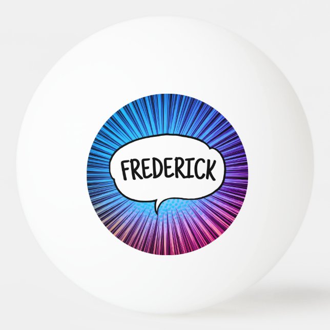 Comic book explosion personalised name trendy  ping pong ball (Front)