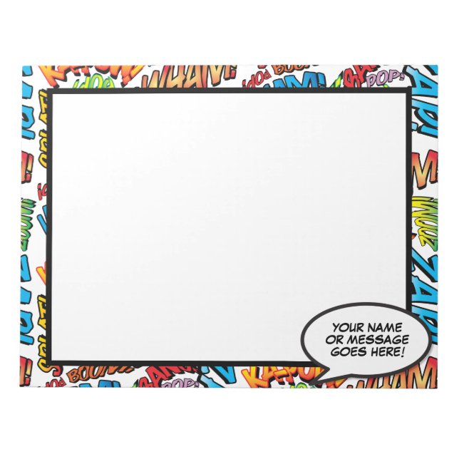 Comic Book Fun Speech Bubble Name Message Notepad (Front)