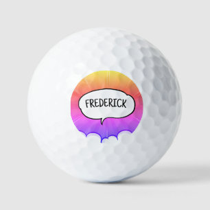Comic book funny personalised name trendy  golf balls