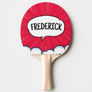 Comic book funny personalised name trendy  ping pong paddle