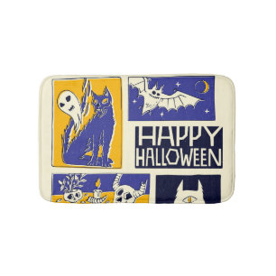 Comic Book Halloween Illustration Bath Mat
