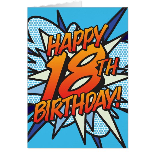 Comic Book HAPPY 18TH BIRTHDAY blue Card