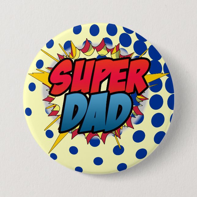Comic Book Inspired Super Dad 7.5 Cm Round Badge (Front)