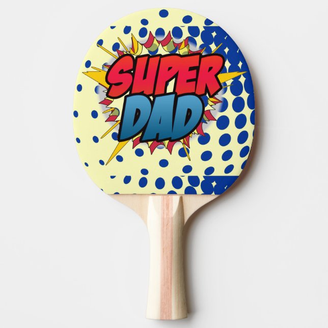 Comic Book Inspired Super Dad Ping Pong Paddle (Front)