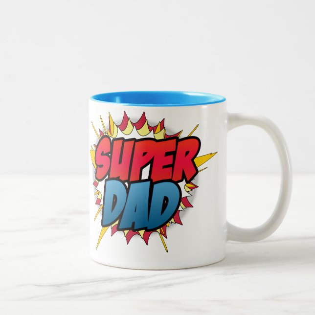 Comic Book Inspired Super Dad Two-Tone Coffee Mug (Right)