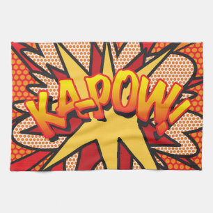 Comic Book KA-POW Fun Modern Typography Tea Towel