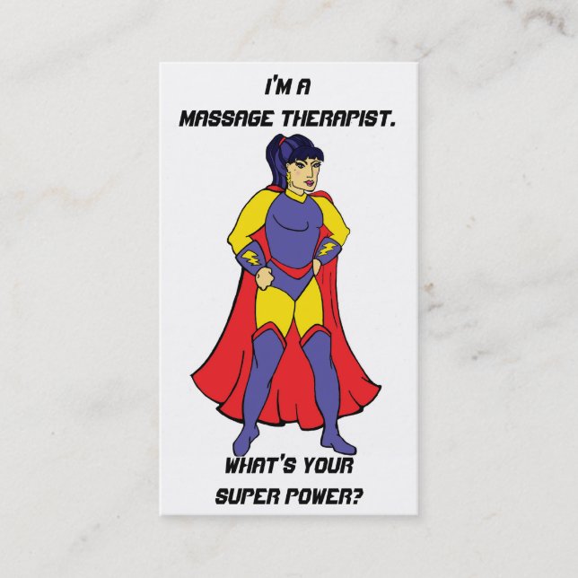 Comic Book Massage Therapy Business Cards (Front)