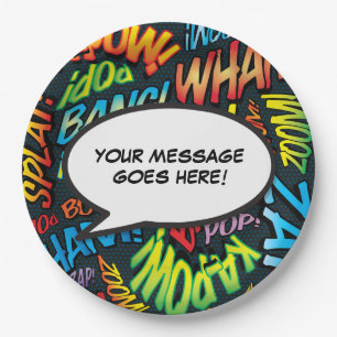 Comic Book Modern Fun Speech Bubble Paper Plate
