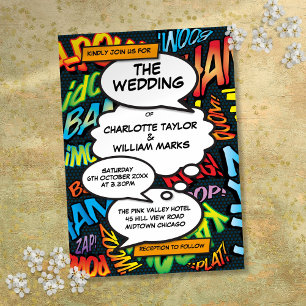 Comic Book Modern Fun Wedding Invitation