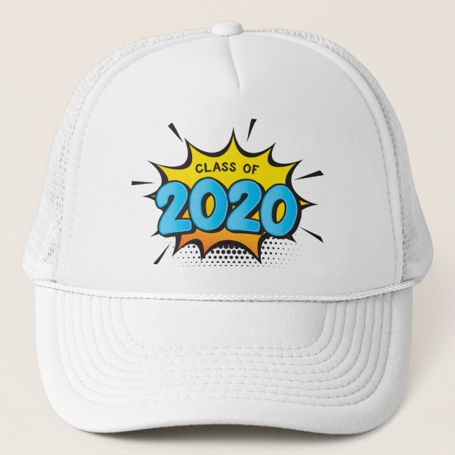 COMIC BOOK modern typography retro class of 2020 Trucker Hat (Front)