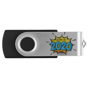 COMIC BOOK modern typography retro class of 2020 USB Flash Drive