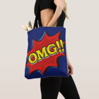 Comic Book OMG Exclamation Bubble Red Blue