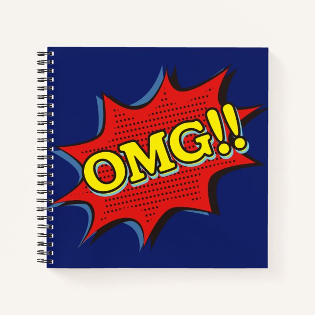 Comic Book OMG Exclamation Speech Bubble Blue (Front)