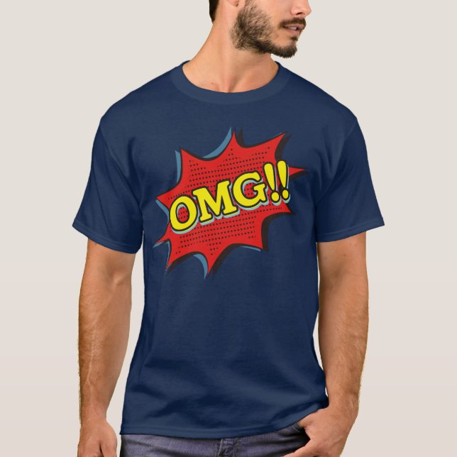 Comic Book OMG Exclamation Speech Bubble T-Shirt (Front)