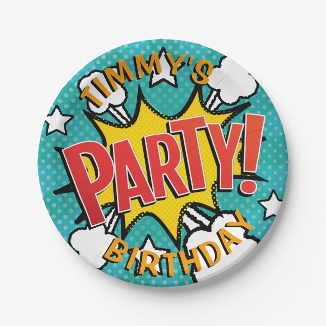 Comic Book PARTY! Paper Plate (Front)
