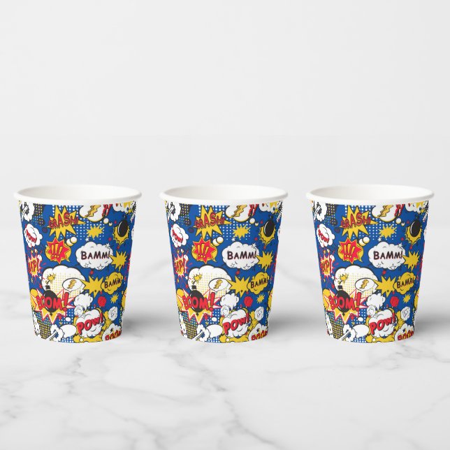 Comic Book Pattern  Paper Cups (Multi)