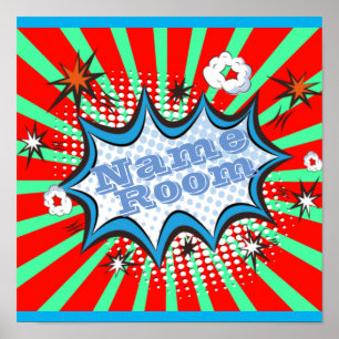 Comic Book Personalised Name Room Poster Sign