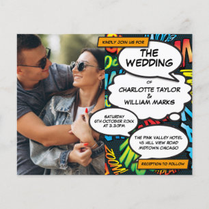 Comic Book Photo All In One Budget Wedding Invite