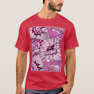 Comic Book Pink Color Graphic T-Shirt
