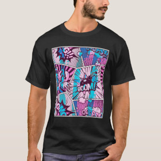 Comic Book Pink Colour Graphic T Shirt