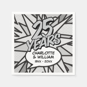 Comic Book Pop Art 25th Silver Wedding Anniversary Napkin