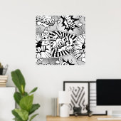 Comic Book Pop Art Black and White Poster (Home Office)