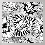 Comic Book Pop Art Black and White Poster<br><div class="desc">Comic Book Pop Art Black and White</div>