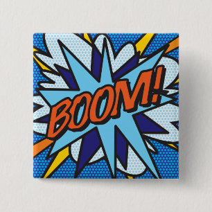 Comic Book Pop Art BOOM! 15 Cm Square Badge