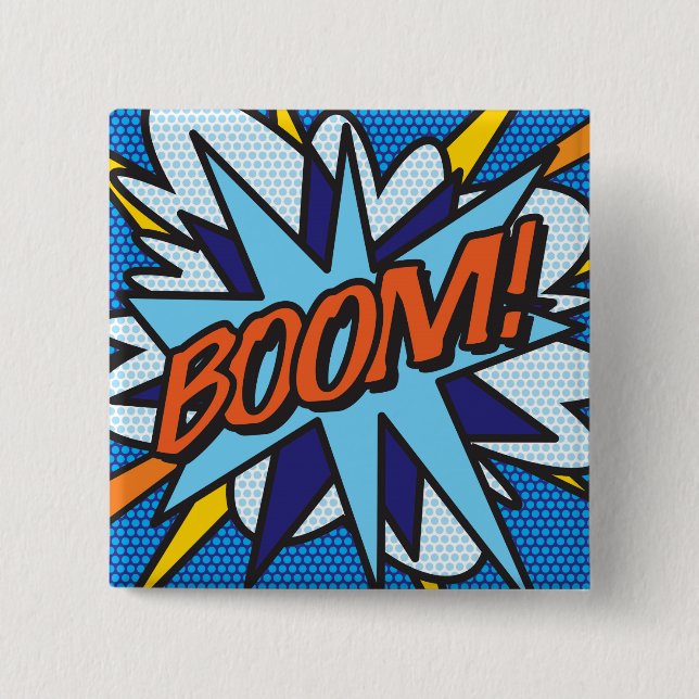 Comic Book Pop Art BOOM! 15 Cm Square Badge (Front)