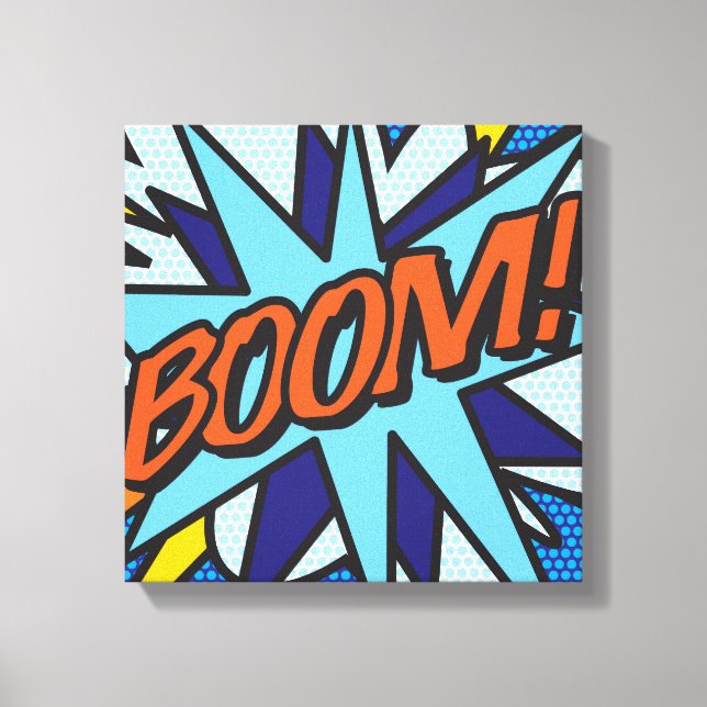 Comic Book Pop Art BOOM Superhero Canvas Print (Front)