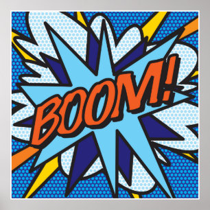 Comic Book Pop Art BOOM Superhero Poster