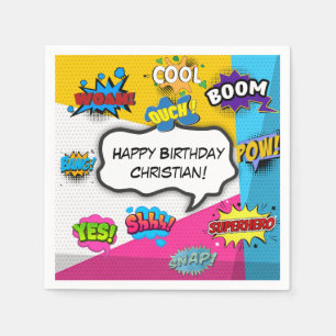 Comic Book Pop Art Custom Birthday Napkin