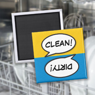 Comic Book Pop Art Dishwasher Clean Dirty Magnet