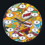 Comic Book Pop Art Explosions Clock<br><div class="desc">Fun trendy superhero comic book pop clocks that are sure to add a splash of colour to a range of rooms around your home or office. An ideal way to treat yourself or someone that you know with these cool, unique comic con designer clocks. Why not add some zap pow...</div>