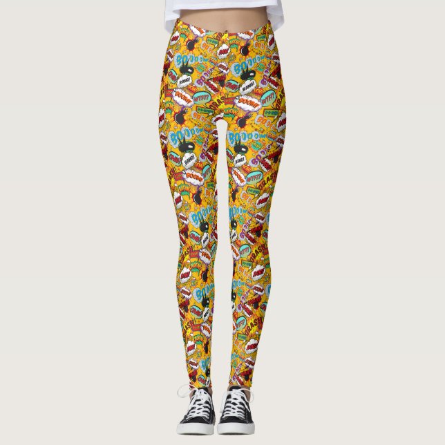 Comic Book Pop Art Explosions Leggings (Front)