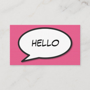 Comic Book Pop Art HELLO Pink Business Card