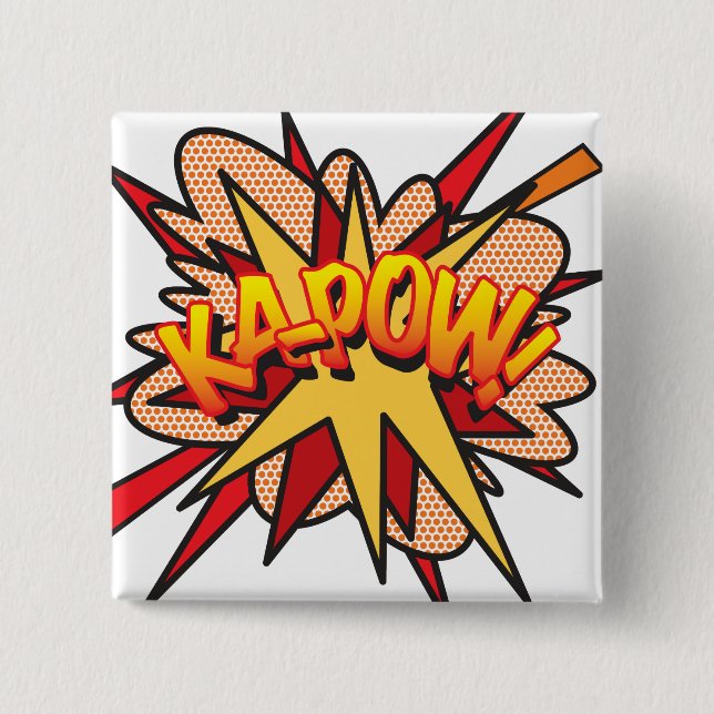 Comic Book Pop Art KA-POW! 15 Cm Square Badge (Front)