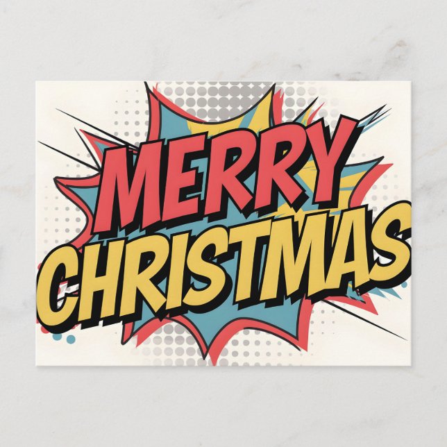 Comic Book Pop Art Merry Christmas Card (Front)