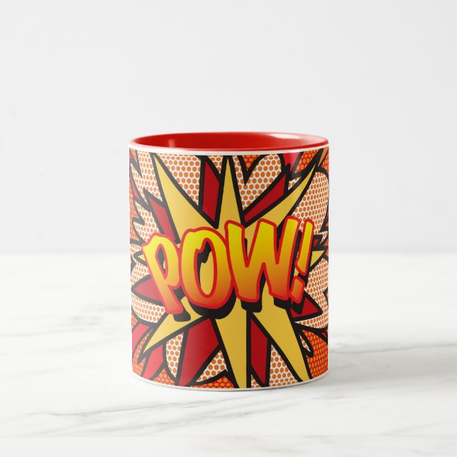 Comic Book Pop Art POW! Two-Tone Coffee Mug (Center)