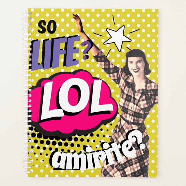 Comic Book Pop Art Retro Funny Text Planner (Front)
