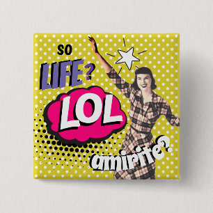 Comic Book Pop Art Retro Lady Funny 15 Cm Square Badge