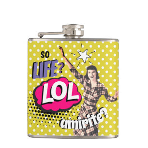 Comic Book Pop Art Retro Lady Funny Hip Flask