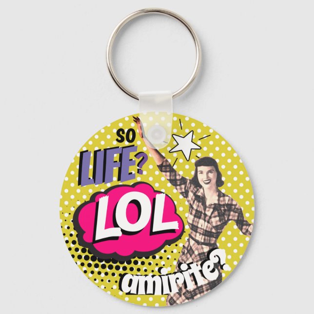 Comic Book Pop Art Retro Lady Funny  Key Ring (Front)