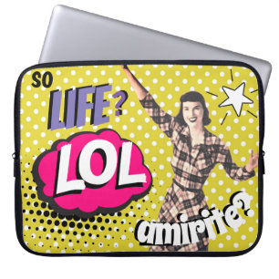 Comic Book Pop Art Retro Lady Funny Laptop Sleeve