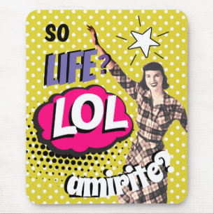 Comic Book Pop Art Retro Lady Funny  Mouse Mat